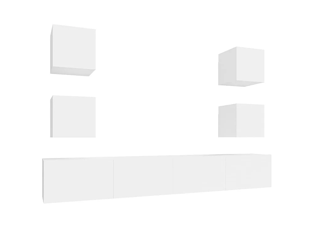 Conjunto móveis de TV 6 pcs madeira processada branco PT885769