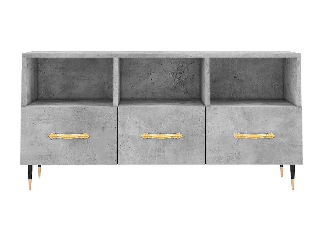 Meuble TV BEis béton 102x36x50 cm bois d'ingénierie BE88266