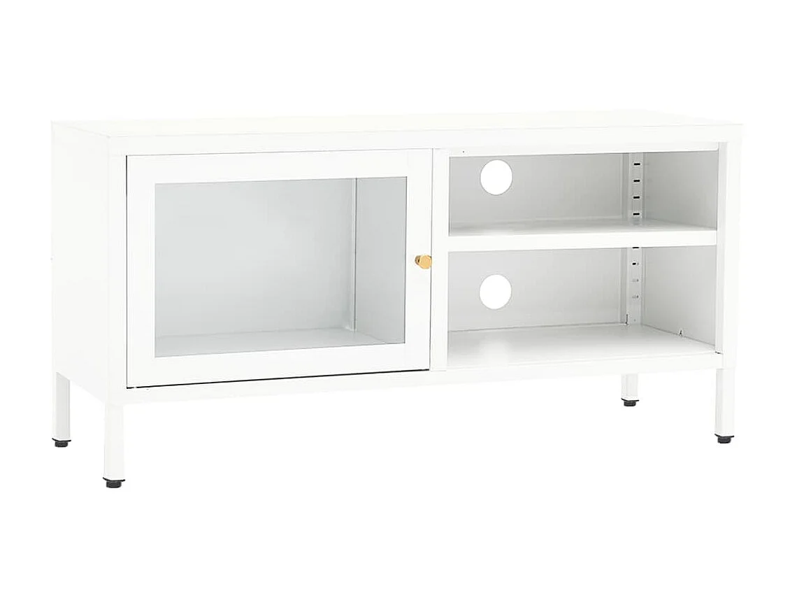 Mueble para el televisor acero y vidrio blanco 90x30x44 cm ES49299