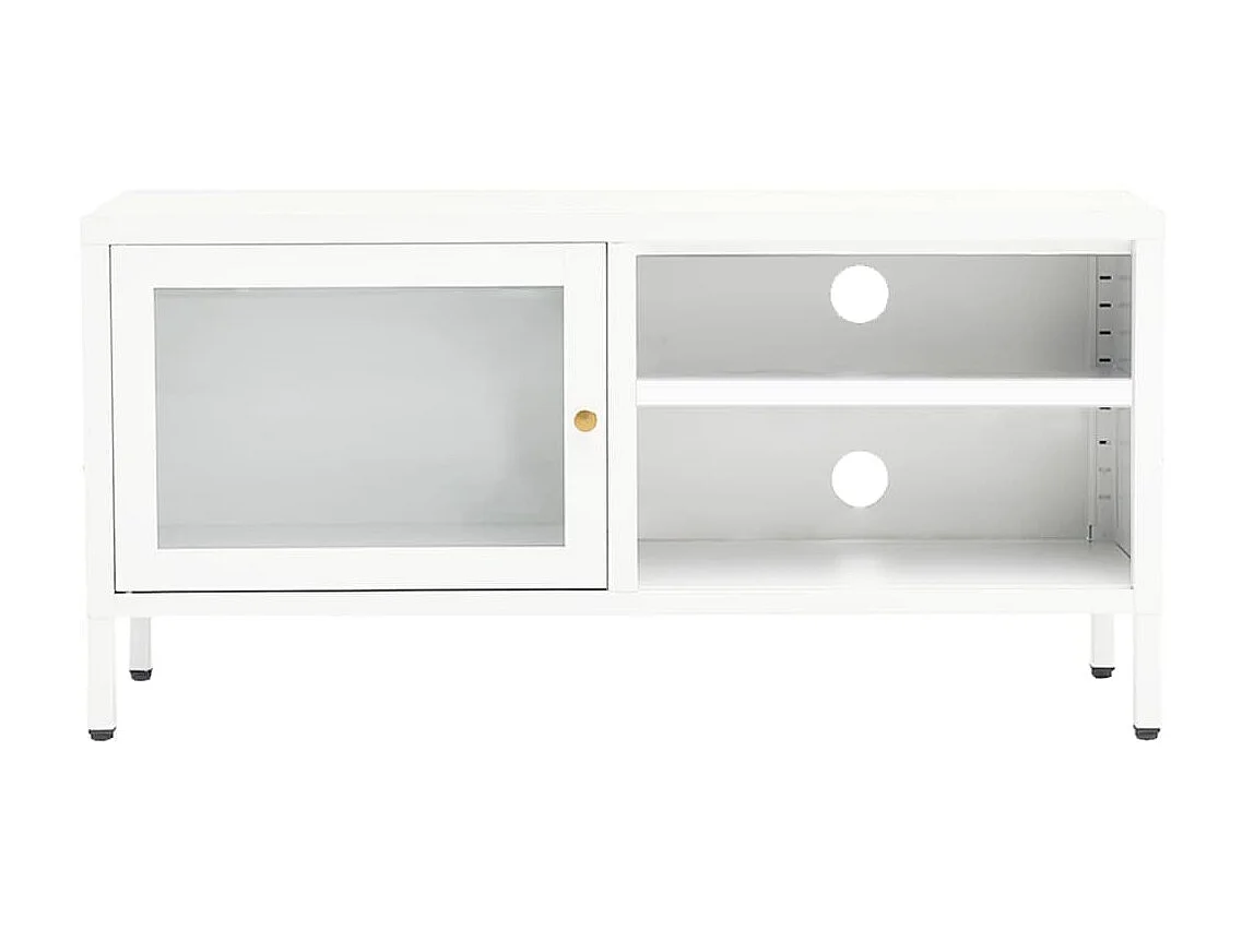 Mueble para el televisor acero y vidrio blanco 90x30x44 cm ES49299