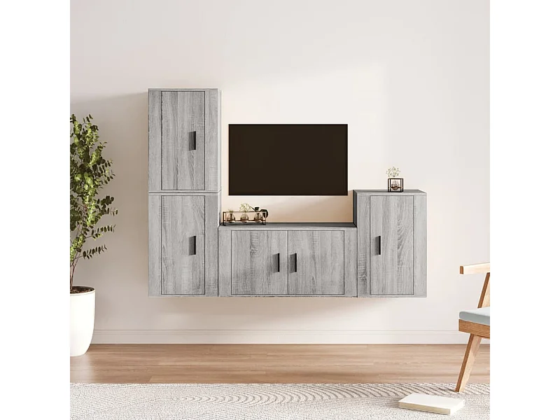 4-tlg. TV-Schrank-Set,TV-Möbel Grau Sonoma Holzwerkstoff -gkd36781