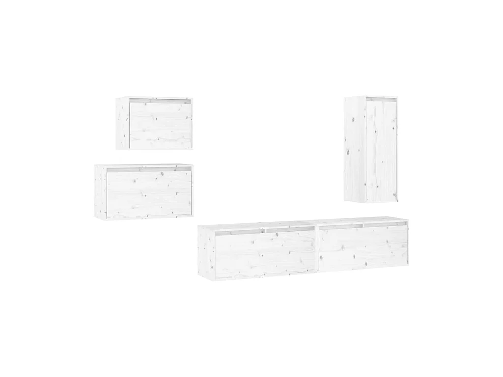 5 Stk.TV-Schränke,TV-Möbel Weiß Massivholz Kiefer -gkd460306