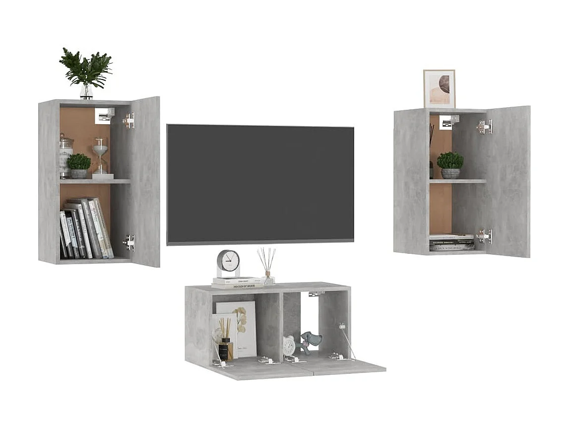 Meubles TV 3 pcs BEis béton Aggloméré BE89583