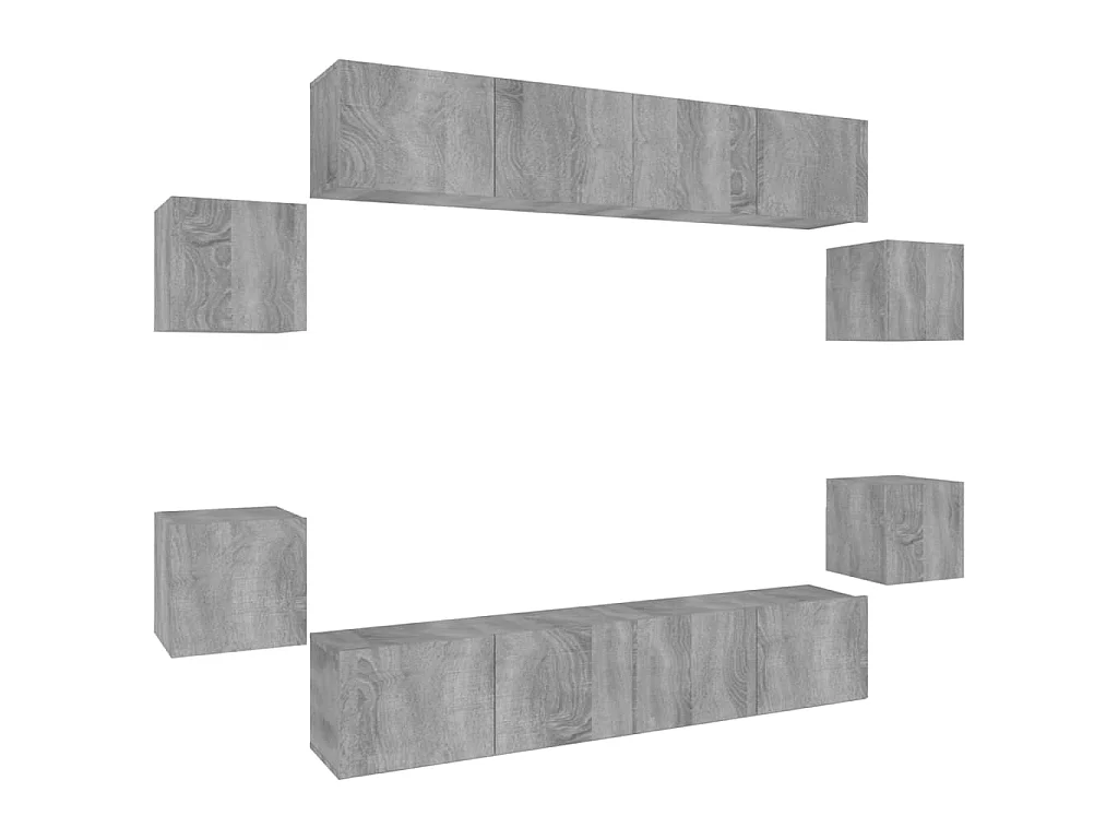 8-tlg. TV-Schrank-Set,TV-Möbel Grau Sonoma Holzwerkstoff -gkd495955
