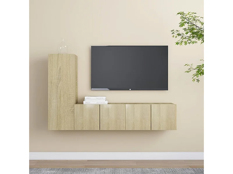 3-tlg. TV-Schrank-Set,TV-Möbel Sonoma-Eiche Holzwerkstoff -gkd734243
