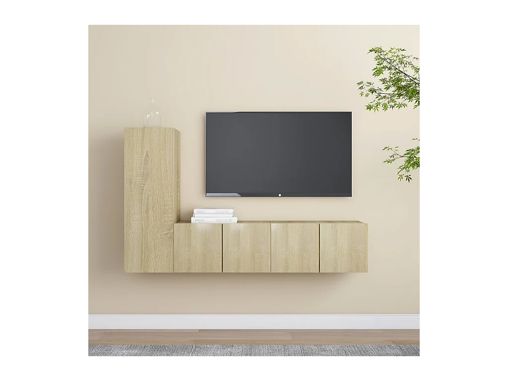 3-delige Tv-meubelset bewerkt hout sonoma eikenkleurig NL75203