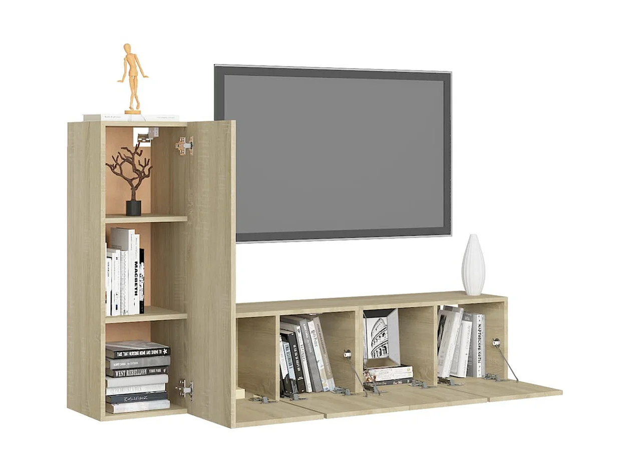 Juego de Muebles para TV 3 piezas roble Sonoma ES46839