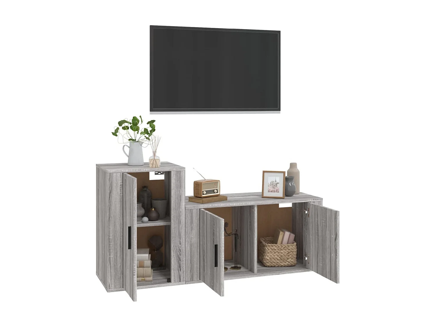 2-tlg. TV-Schrank-Set,TV-Möbel Grau Sonoma Holzwerkstoff -gkd620964