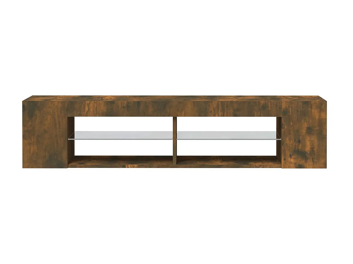 Mueble de TV con luces LED roble ahumado 135x39x30 cm ES23273