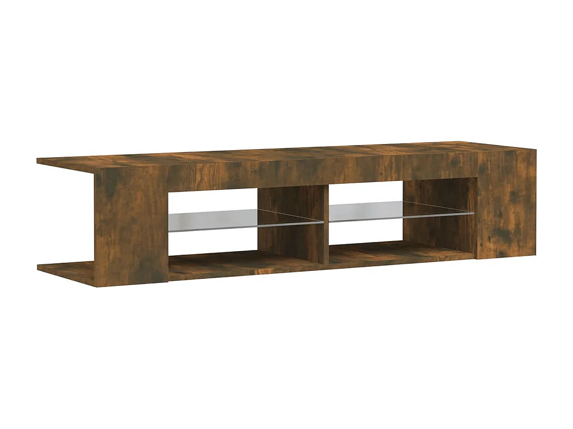 Meuble TV avec lumières LED chêne fumé 135x39x30 cm BE60553