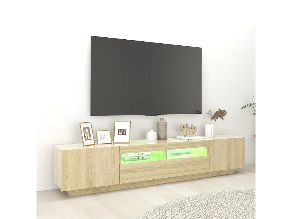 TV-Schrank,TV-Möbel mit LED-Leuchten Sonoma-Eiche 200x35x40 cm -gkd533097