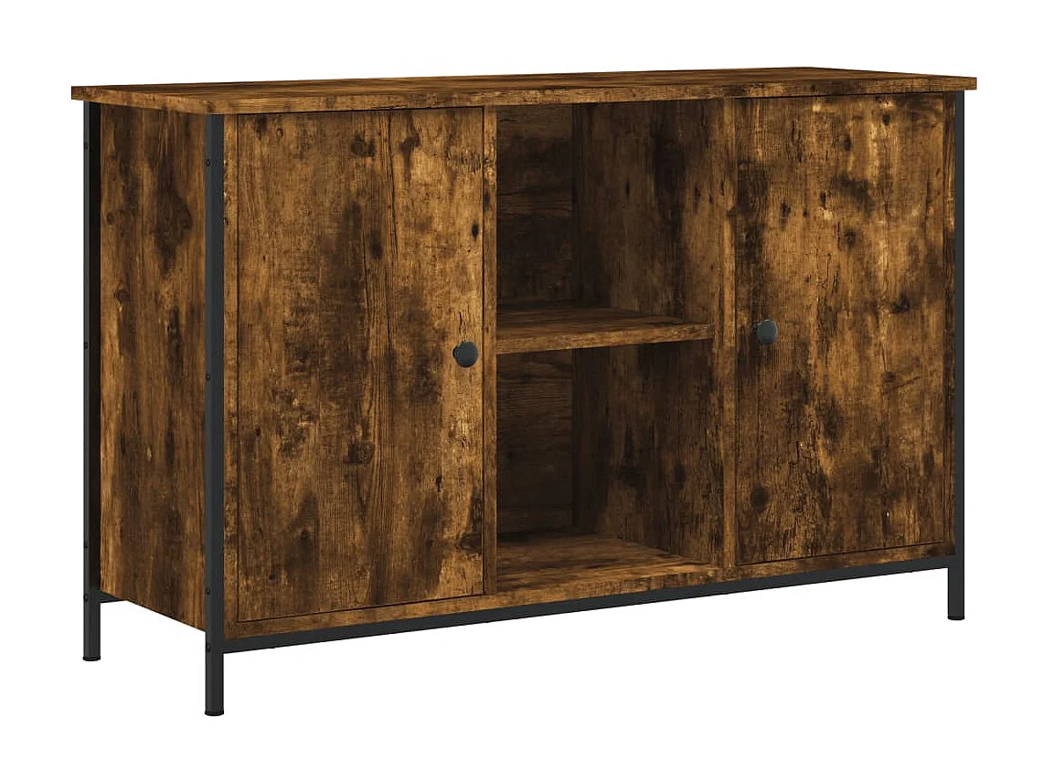Meuble TV chêne fumé 100x35x65 cm bois d'ingénierie BE68461