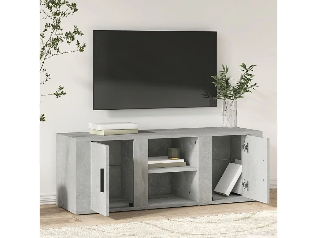 Meuble TV Gris béton 100x31,5x35 cm Bois d'ingénierie BE54896