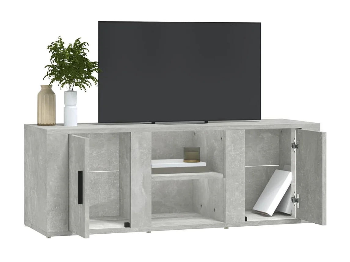 Meuble TV Gris béton 100x31,5x35 cm Bois d'ingénierie BE54896