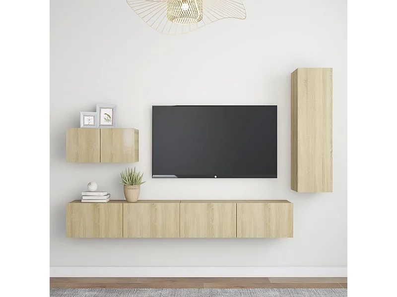 4-tlg. TV-Schrank-Set,TV-Möbel Sonoma-Eiche Holzwerkstoff -gkd194513