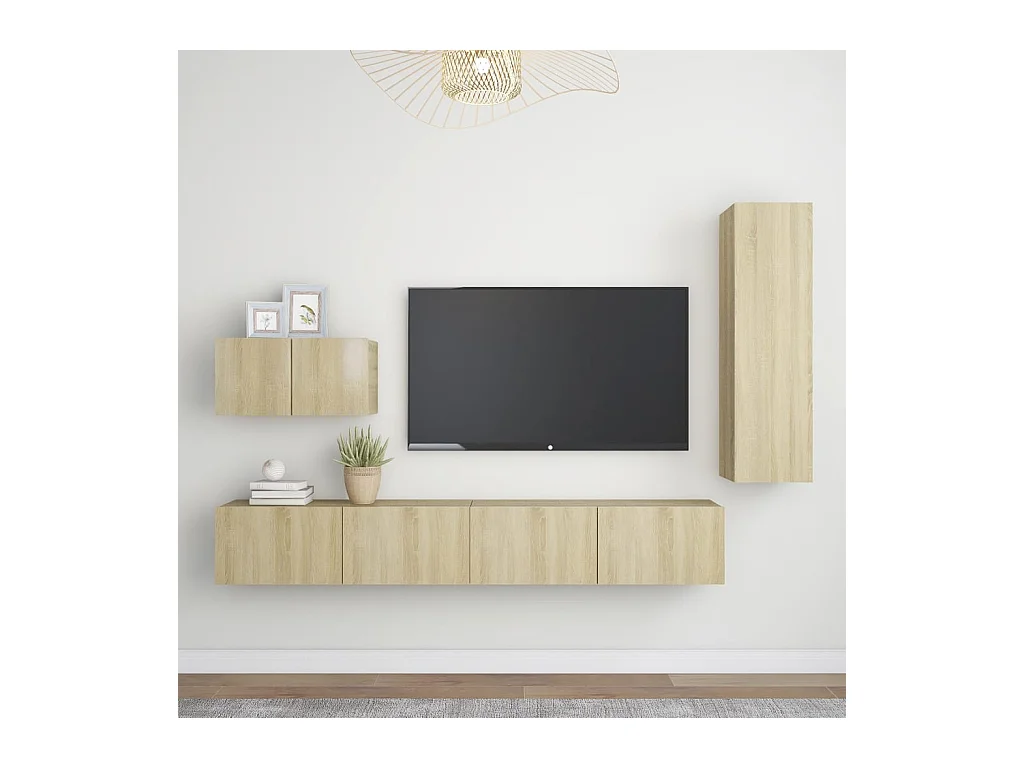 4-delige Tv-meubelset bewerkt hout sonoma eikenkleurig NL83566