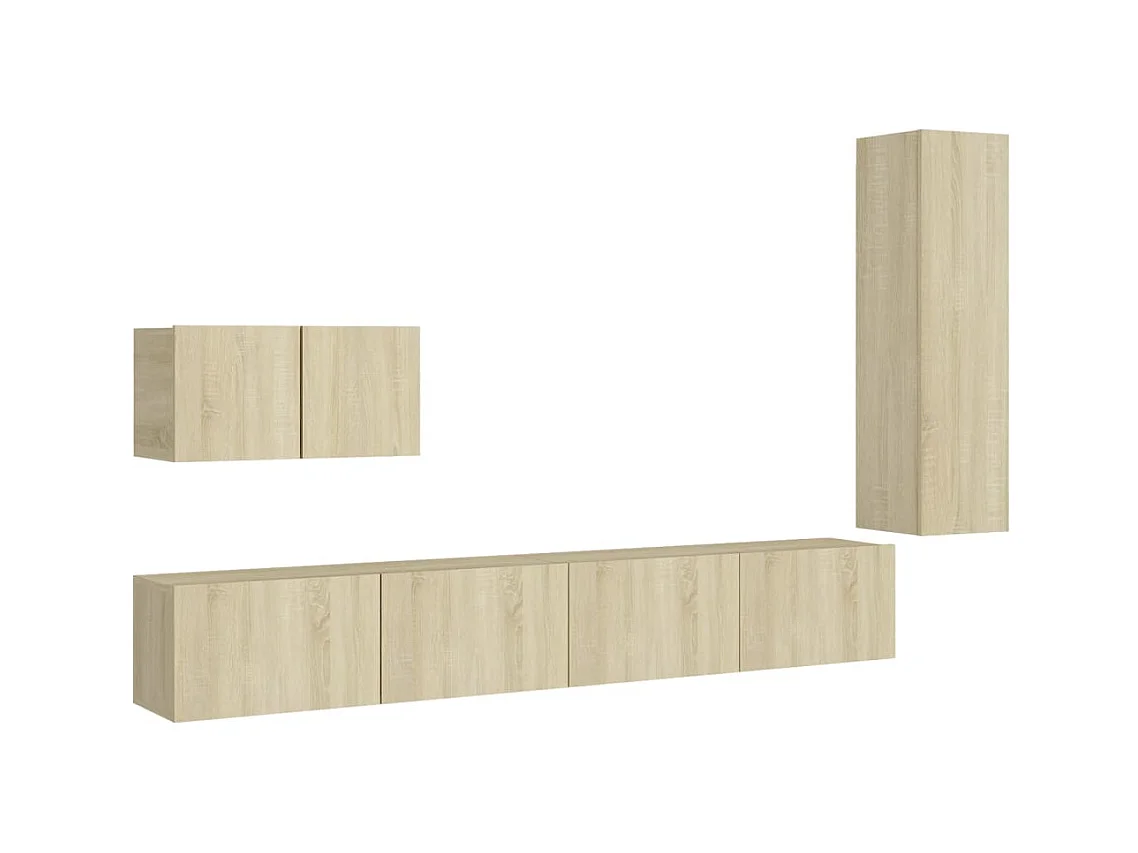 4-delige Tv-meubelset bewerkt hout sonoma eikenkleurig NL83566