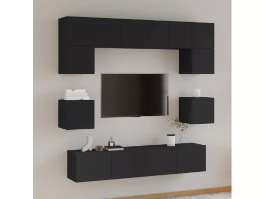 Kauf Unique 8-tlg. TV-Schrank-Set,TV-Möbel Schwarz Holzwerkstoff -gkd334009