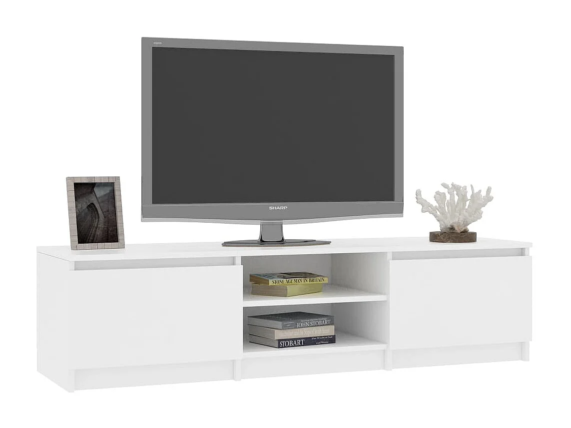 Meuble TV Blanc 140x40x35,5 cm Bois d'ingénierie BE91008