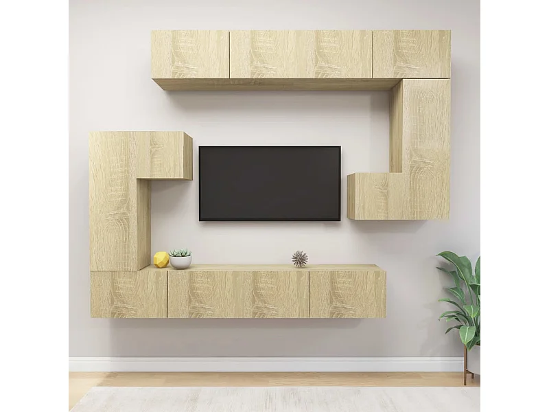 8-tlg. TV-Schrank-Set,TV-Möbel Sonoma-Eiche Holzwerkstoff -gkd105966