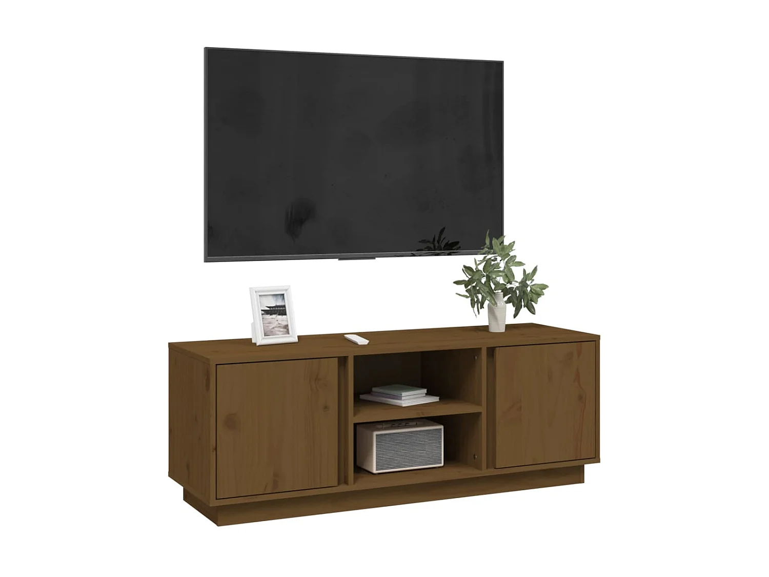 TV-Schrank,TV-Möbel Honigbraun 110x35x40,5 cm Massivholz Kiefer -gkd890432