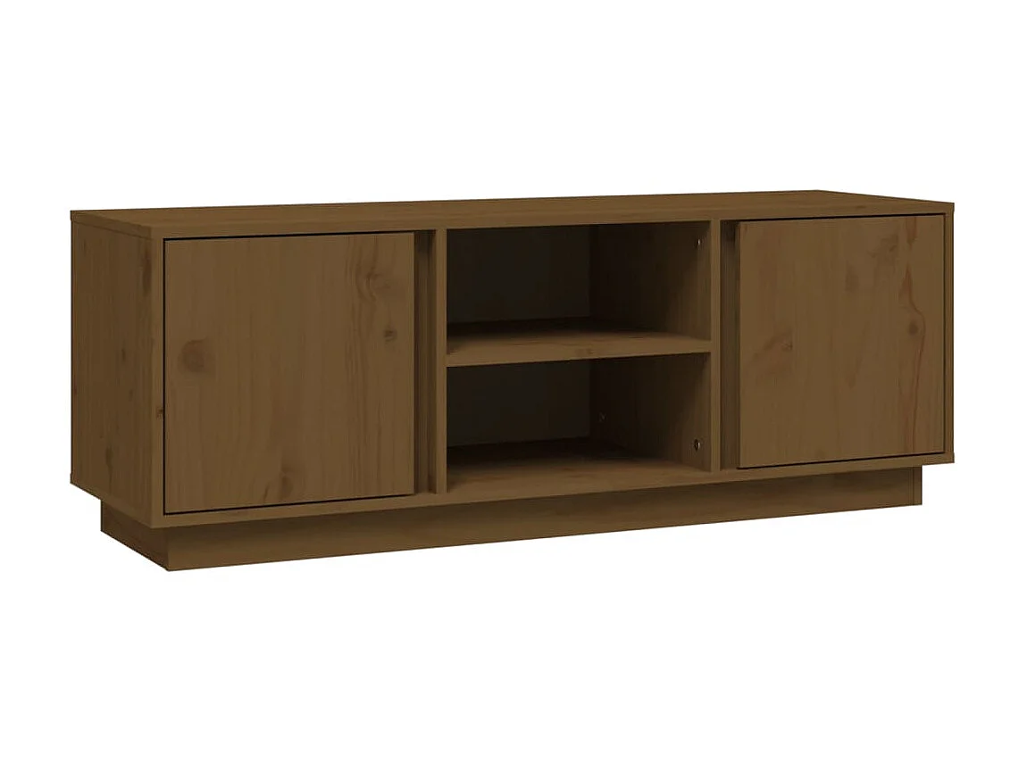 Meuble TV Marron miel 110x35x40,5 cm Bois de pin massif BE19047