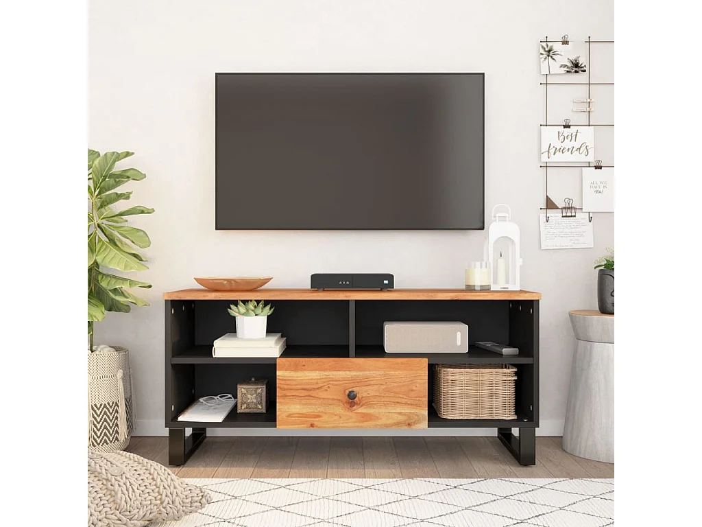 TV-Schrank,TV-Möbel 100x33x46 cm Massivholz Akazie & Holzwerkstoff -gkd37548