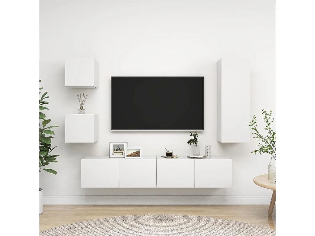 5-tlg. TV-Schrank-Set,TV-Möbel Weiß Holzwerkstoff -gkd956561