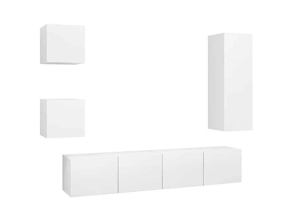 Set di Mobili Porta TV | Armadietti TV 5 pz Bianco in Legno Multistrato