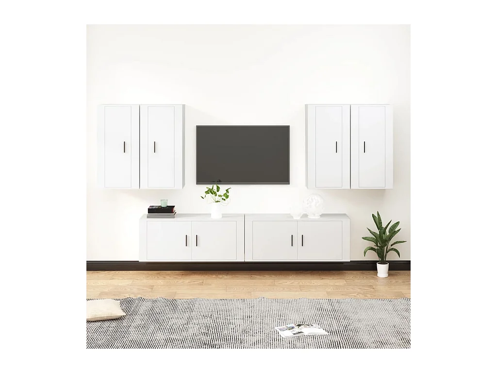 Meubles TV 6 pcs Blanc Bois d'ingénierie BE98168