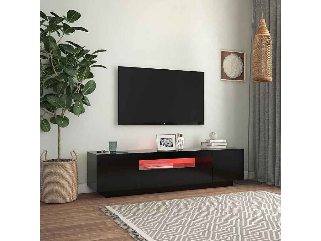 Meuble TV avec lumières LED noir 160x35x40 cm BE64679