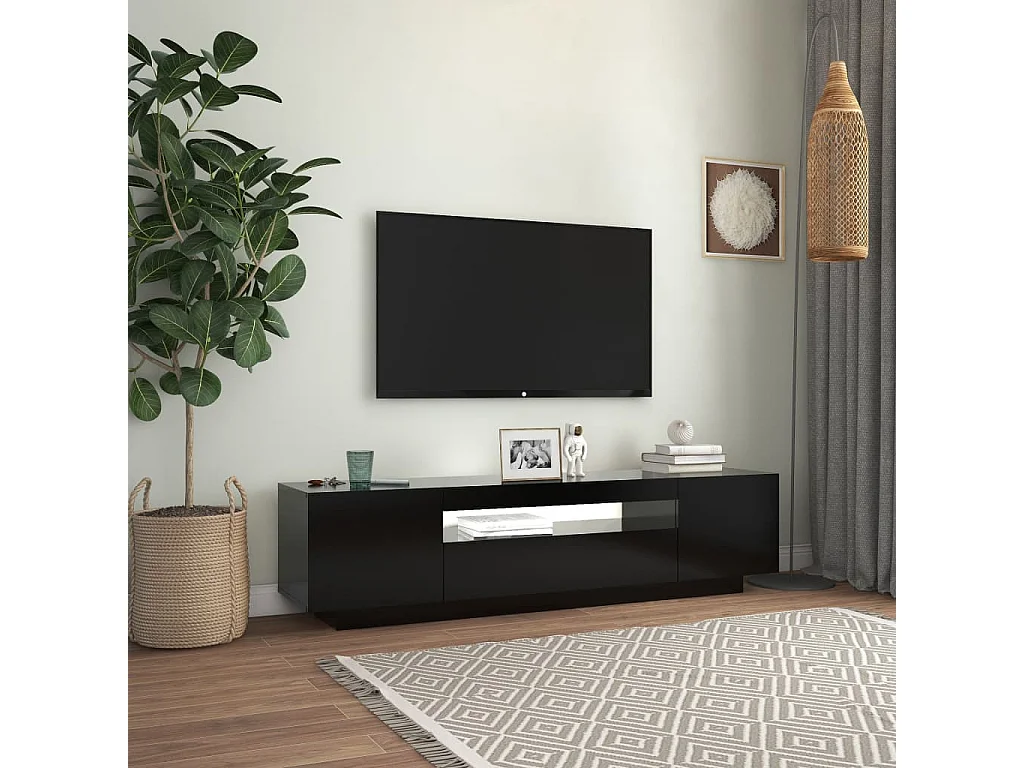 Meuble TV avec lumières LED noir 160x35x40 cm BE64679