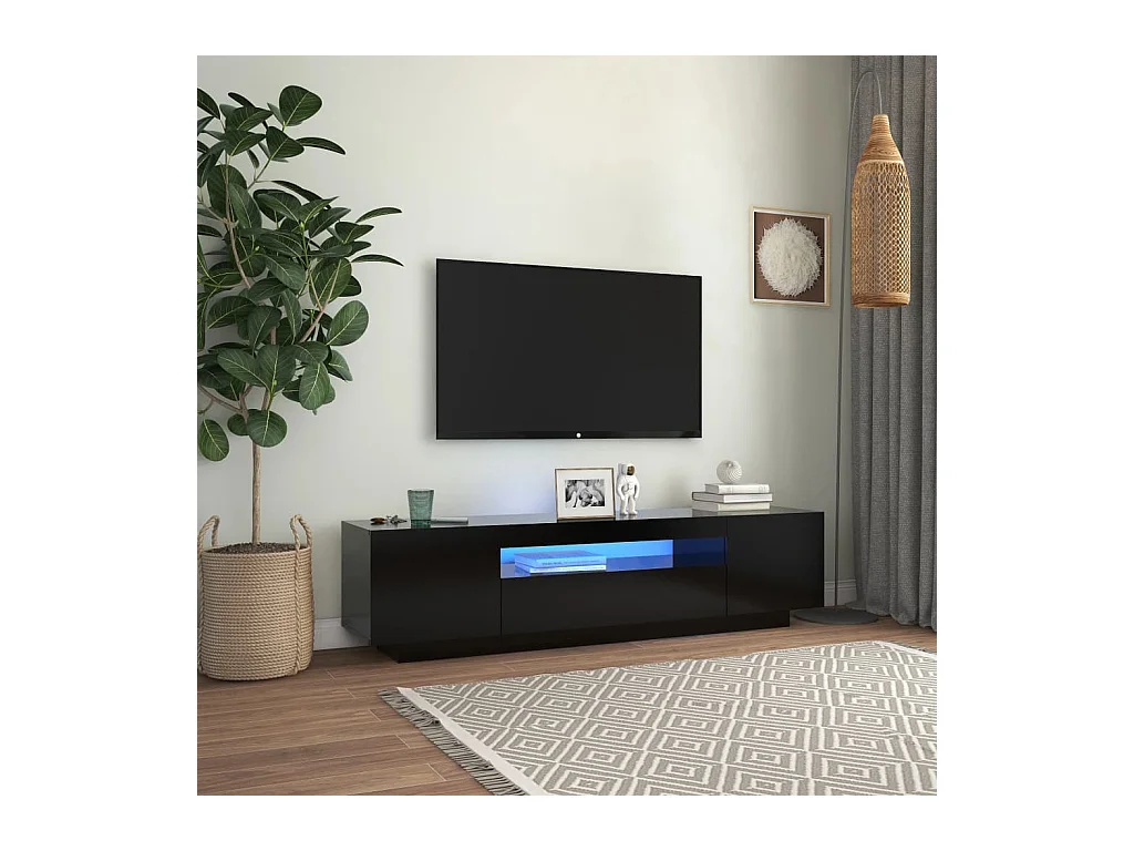 Meuble TV avec lumières LED noir 160x35x40 cm BE64679