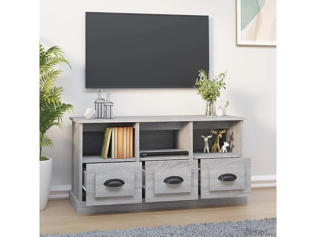 Móvel de TV 100x35x50 cm derivados de madeira cinzento sonoma PT361448