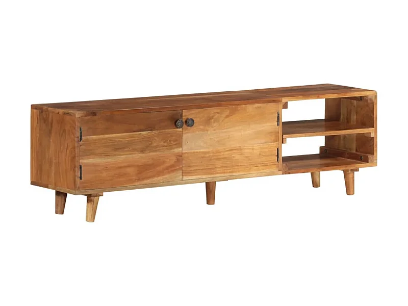 Meuble TV Bois massif d'acacia avec finition miel 140x30x40 cm LWW32266