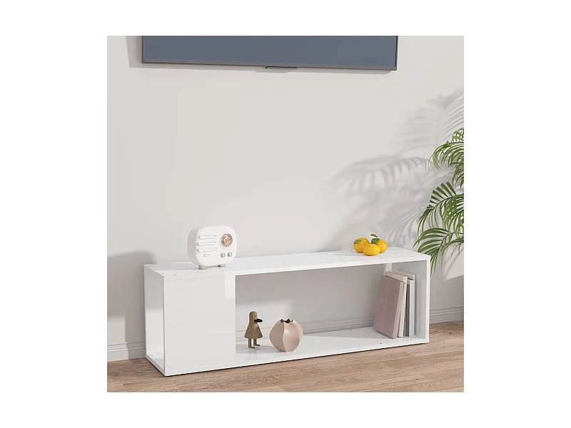 Mueble para TV madera contrachapada blanco brillo 100x24x32 cm ES68937