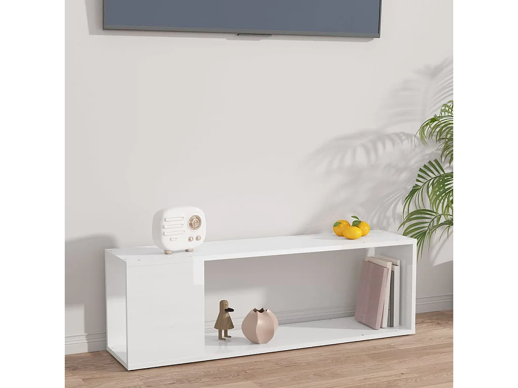 Mueble para TV madera contrachapada blanco brillo 100x24x32 cm ES68937