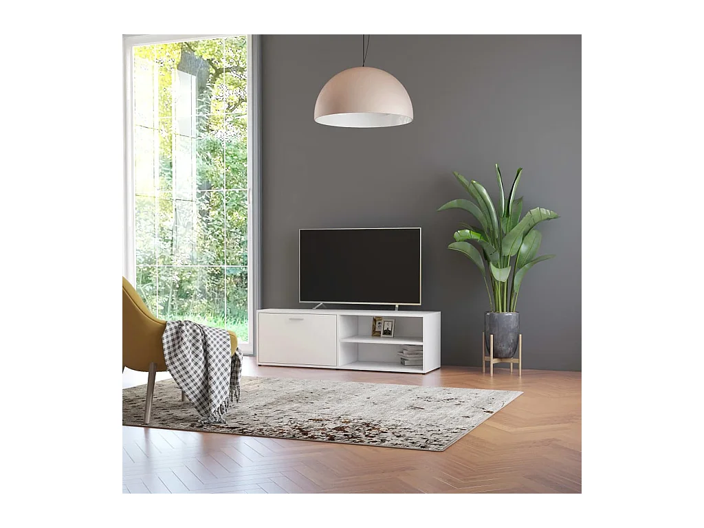 Meuble TV Blanc 120x34x37 cm Bois d'ingénierie BE45290