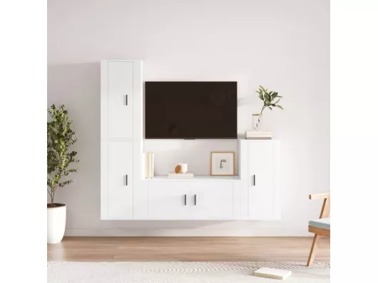 Kauf Unique 4-tlg. TV-Schrank-Set,TV-Möbel Hochglanz-Weiß Holzwerkstoff -gkd69540