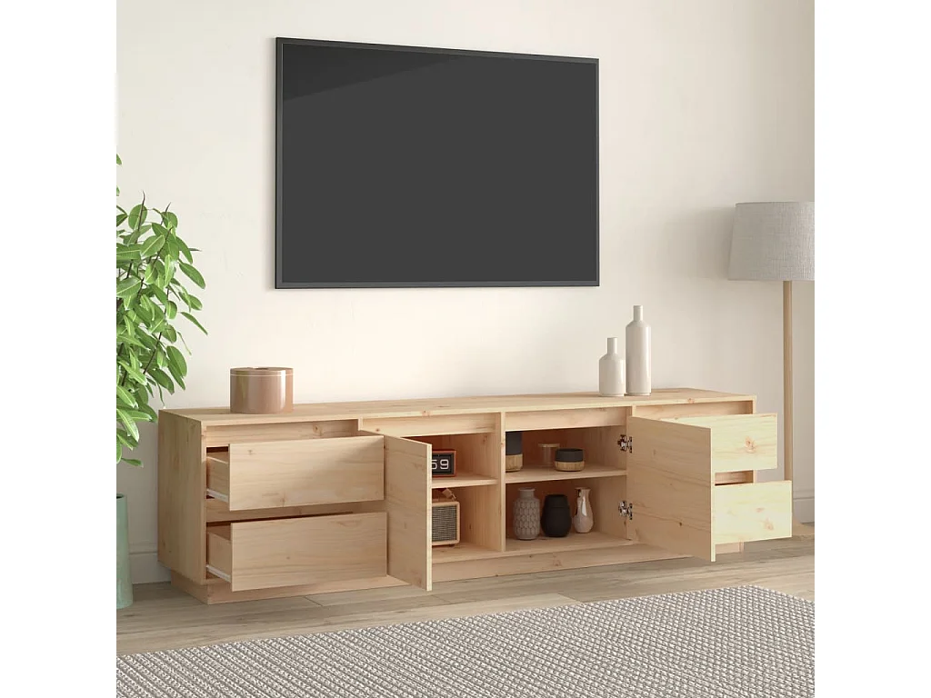 Mueble de TV de madera maciza de pino 176x37x47,5 cm ES249703