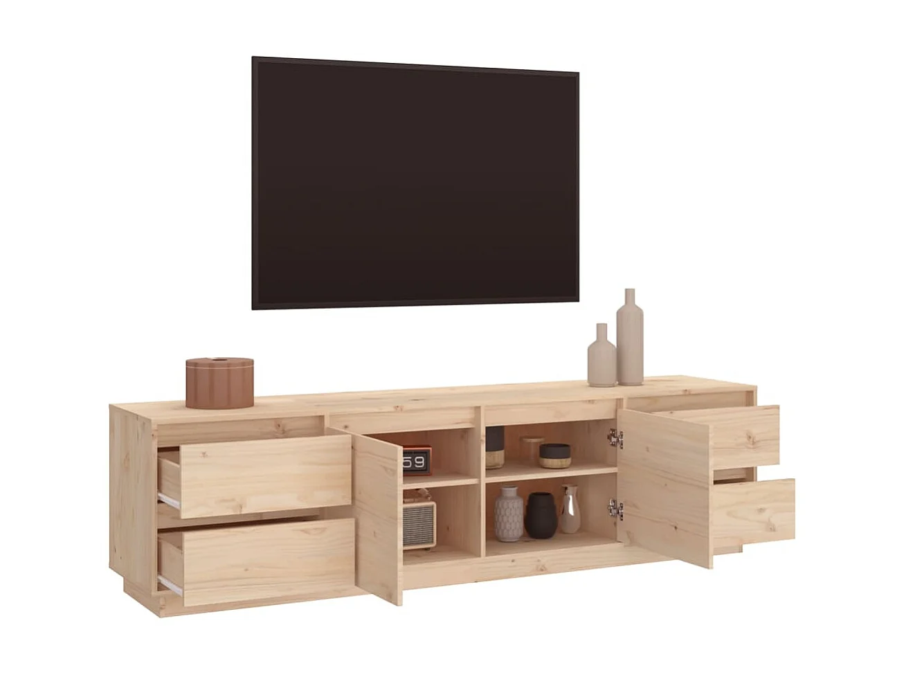 Mueble de TV de madera maciza de pino 176x37x47,5 cm ES249703