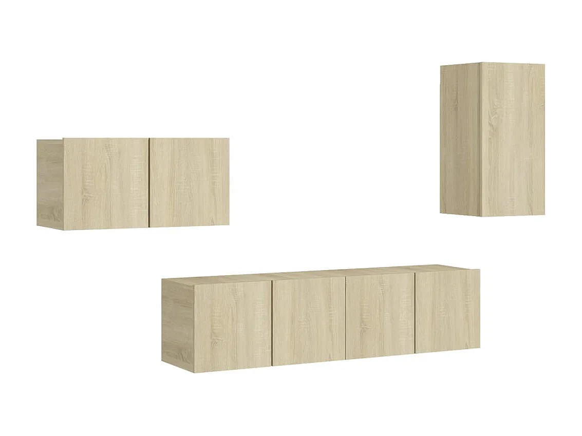 Set de muebles salón TV 4 pzas madera ingeniería roble Sonoma ES51935