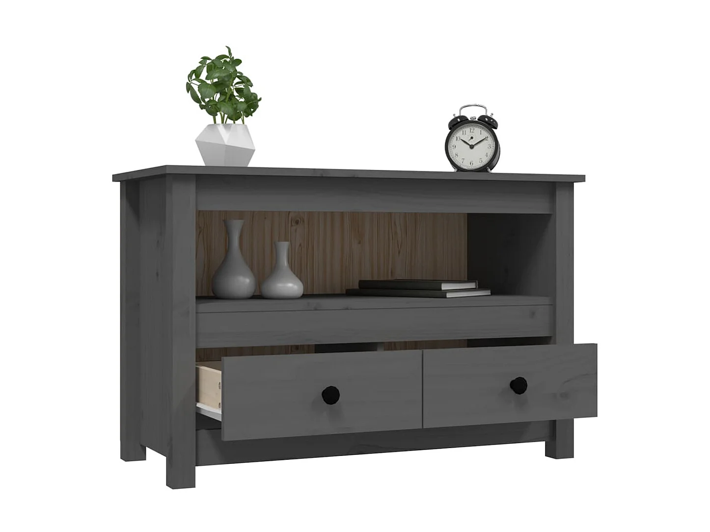 Tv-meubel 79x35x52 cm massief grenenhout grijs NL611705