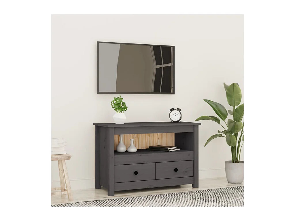 Tv-meubel 79x35x52 cm massief grenenhout grijs NL611705