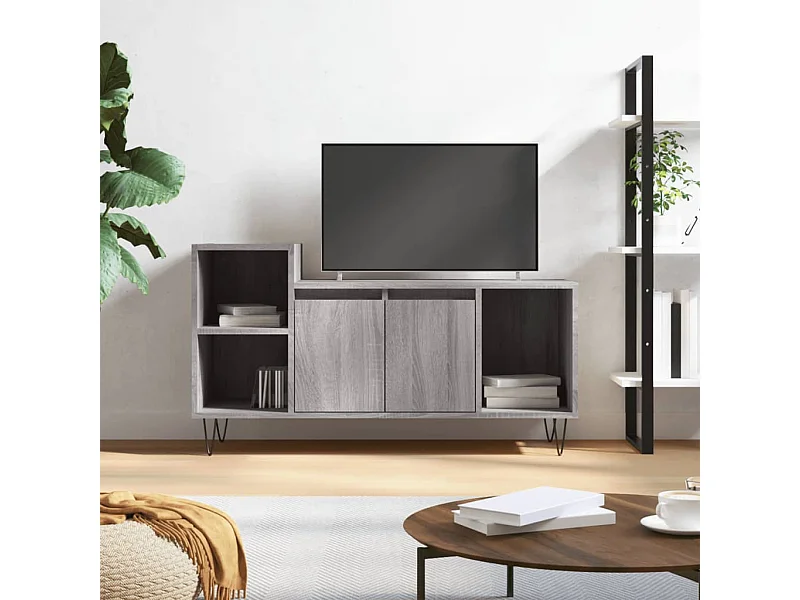 Meuble TV Moderne Sonoma gris 100x35x55 cm Bois d'ingénierie BE2179