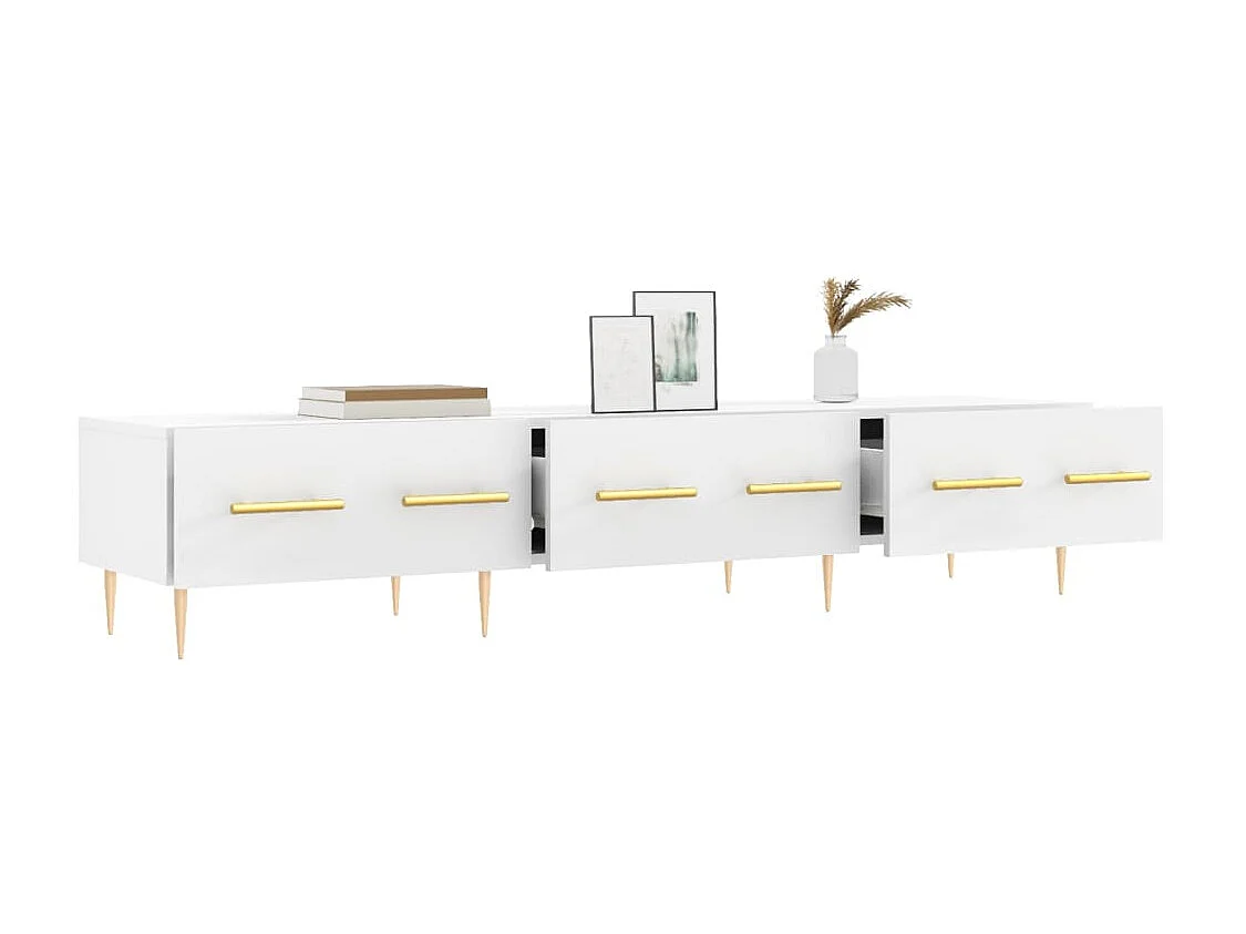 Meuble TV blanc 150x36x30 cm bois d'ingénierie BE18108