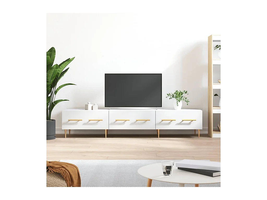 Meuble TV blanc 150x36x30 cm bois d'ingénierie BE18108