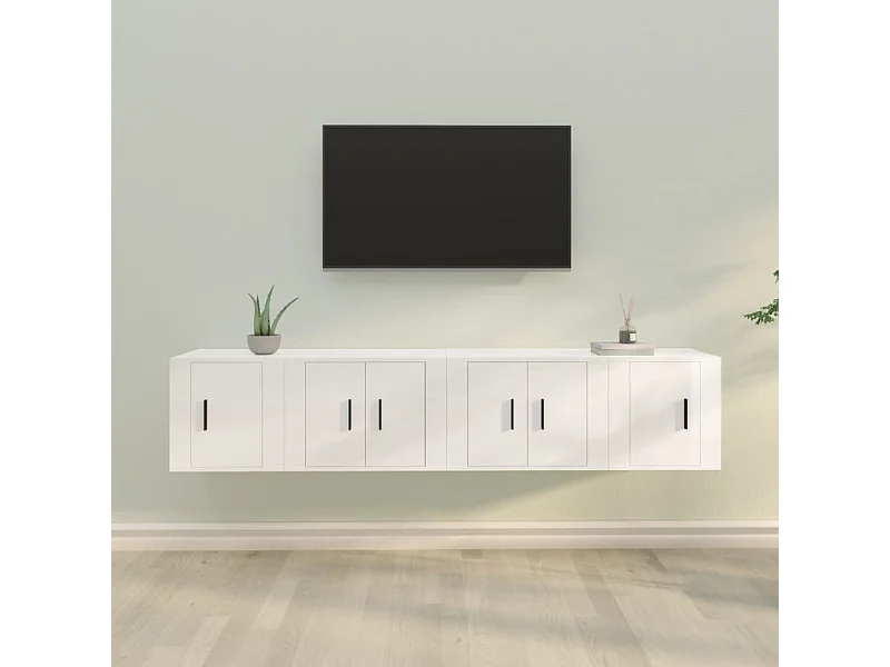 4-delige Tv-meubelset bewerkt hout hoogglans wit NL695035