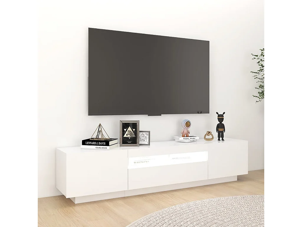 Mobile Porta TV | Armadietto TV con Luci LED Bianco 180x35x40 cm