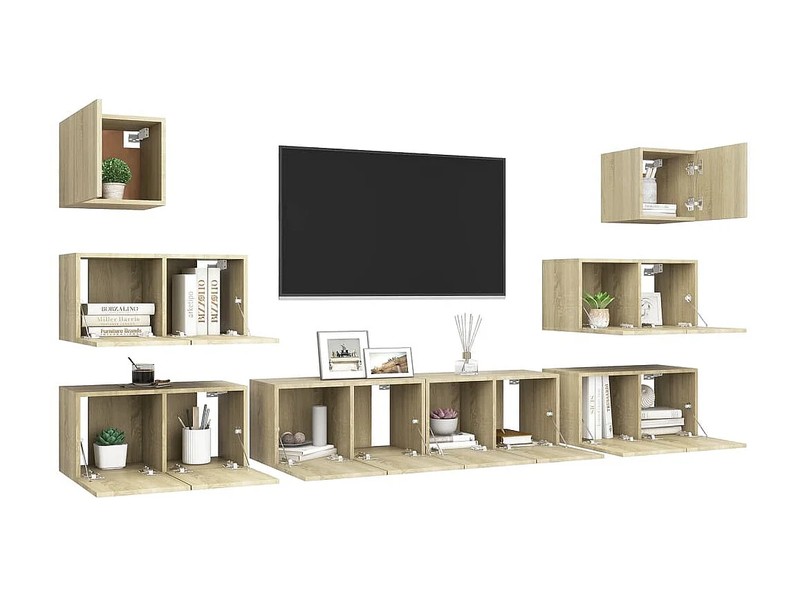 Set di Mobili Porta TV | Armadietti TV 8 pz Rovere Sonoma in Legno Multistrato